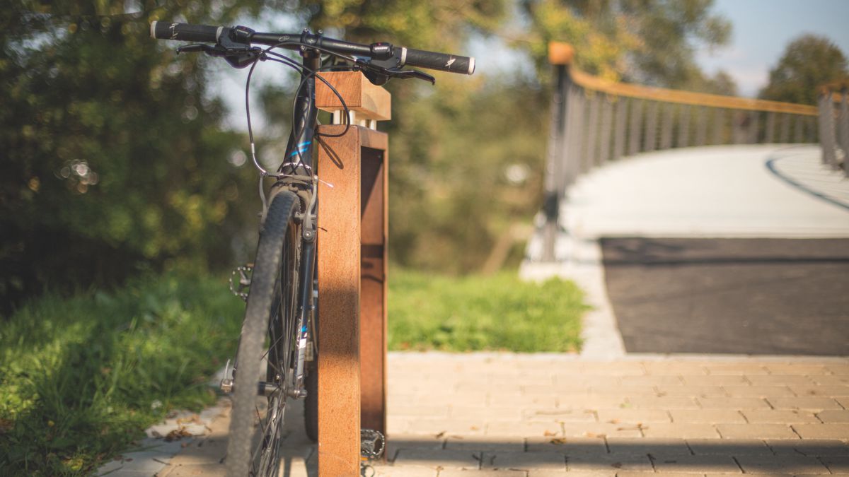 Fahrradparker mit Anlehnholz gegen Kratzer