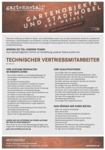 Stellengebot Technischer Vertrieb