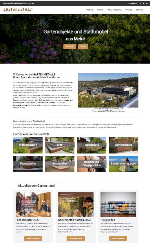 Website von Gartenmetall im neuen Gewand