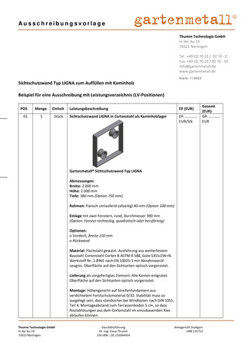 Ausschreibung Sichtschutzwand LIGNA