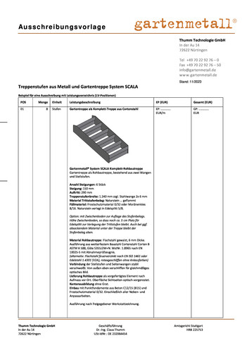 Ausschreibung Treppenstufen und Treppensysteme SCALA