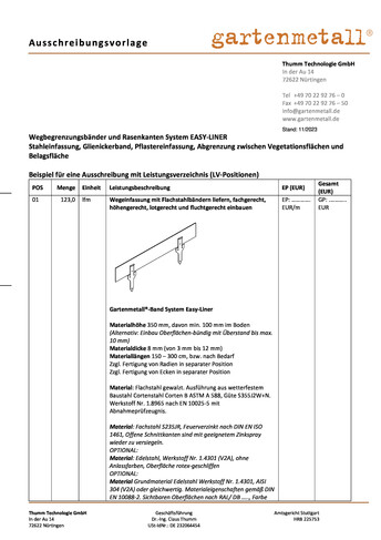 Ausschreibung Wegbegrenzungsband EASY-LINER