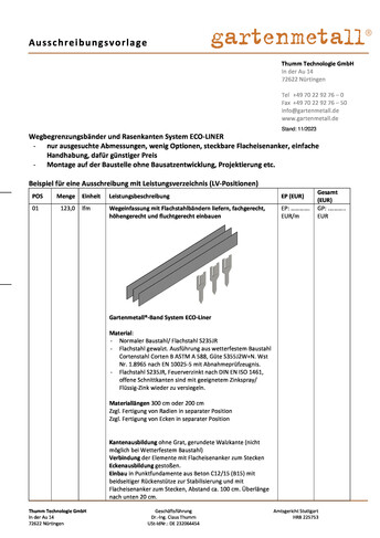 Ausschreibung Wegbegrenzungsband ECO-LINER