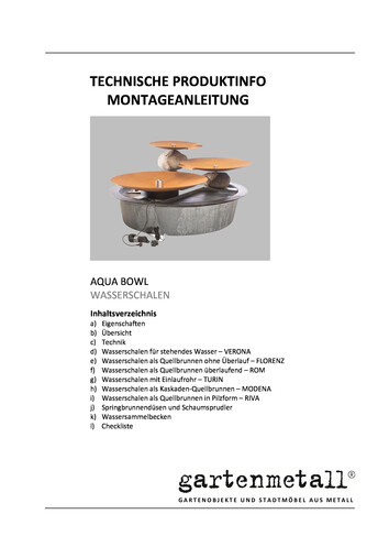 Montageanleitung und Wartungsanleitung AQUA BOWL