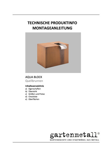 Montageanleitung und Wartungsanleitung AQUA BLOCK