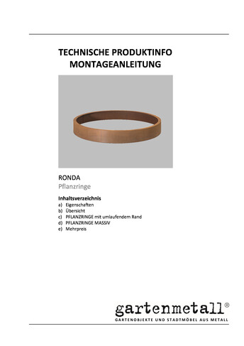 Montageanleitung und Wartungsanleitung RONDA