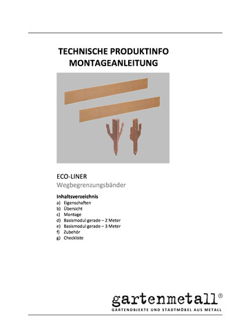 Montageanleitung und Wartungsanleitung ECO-LINER