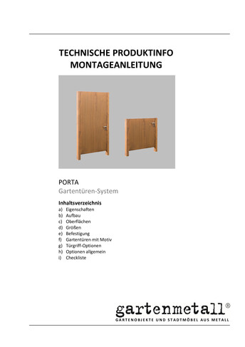 Montageanleitung und Wartungsanleitung PORTA Gartentür-System