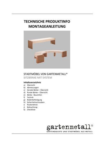 Montageanleitung und Wartungsanleitung SITZBANK