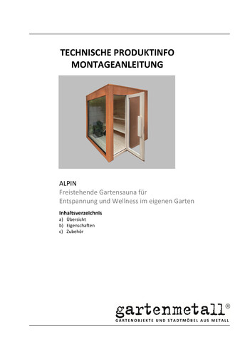 Montageanleitung und Wartungsanleitung Gartensauna ALPIN