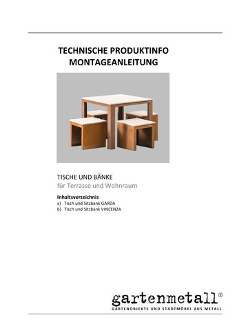 Montageanleitung und Wartungsanleitung TISCHE UND BÄNKE