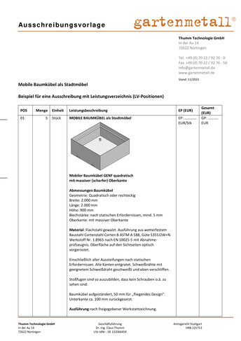 Ausschreibung MOBILE BAUMKUEBEL