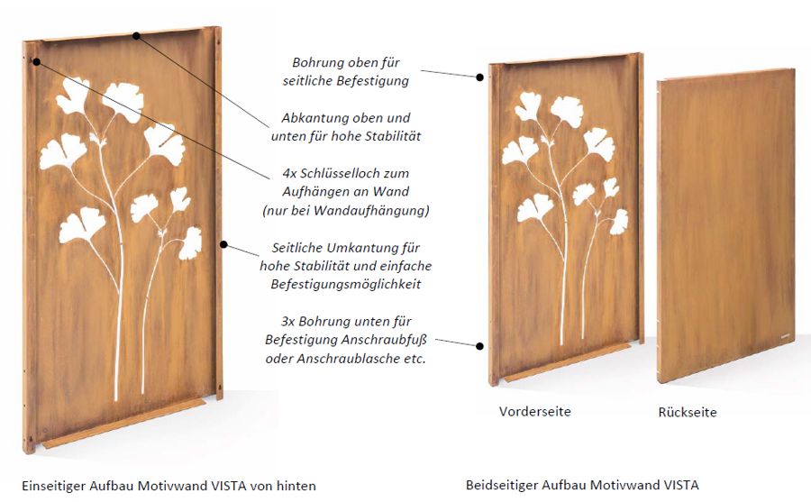 Vorder- und Rückseite der VISTA-Motivwände, 