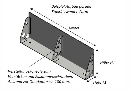 TERRA PALA Erdstützwand, L-Profil, Aufbau Gerade