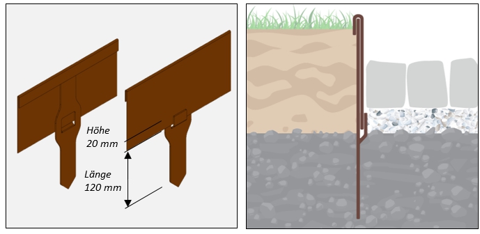 Montage Rasenkante mit Verbinder zum Stecken