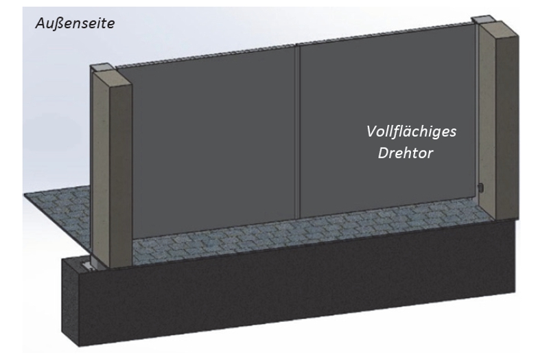 PORTA PROTECT als Drehtor, Ansicht von der Straßenseite