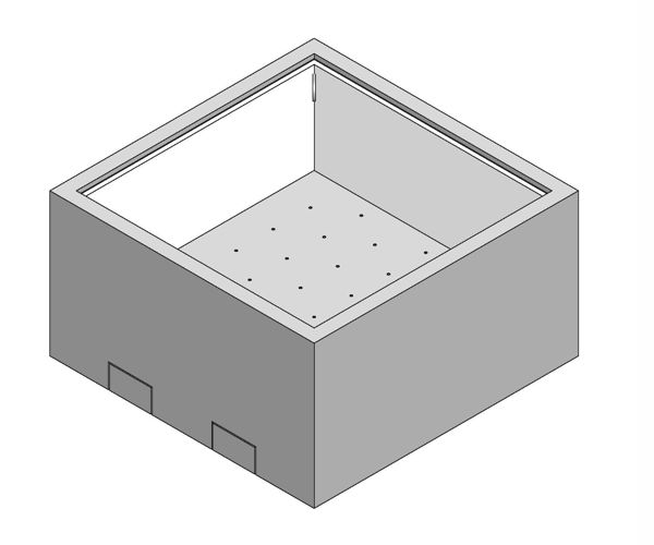 Modellreihe GENF: quadratischer Baumkübel mit Abkantung und wasserdurchlässigem Boden