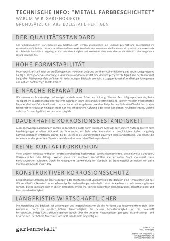 Technische Info: Metall farbbeschichtet