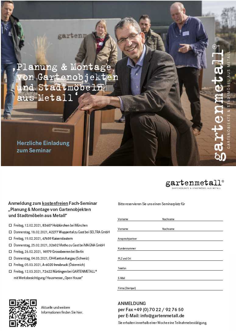 Professional seminars from Gartenmetall